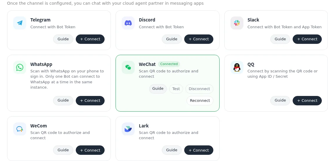 The Channel page in the LightVela console