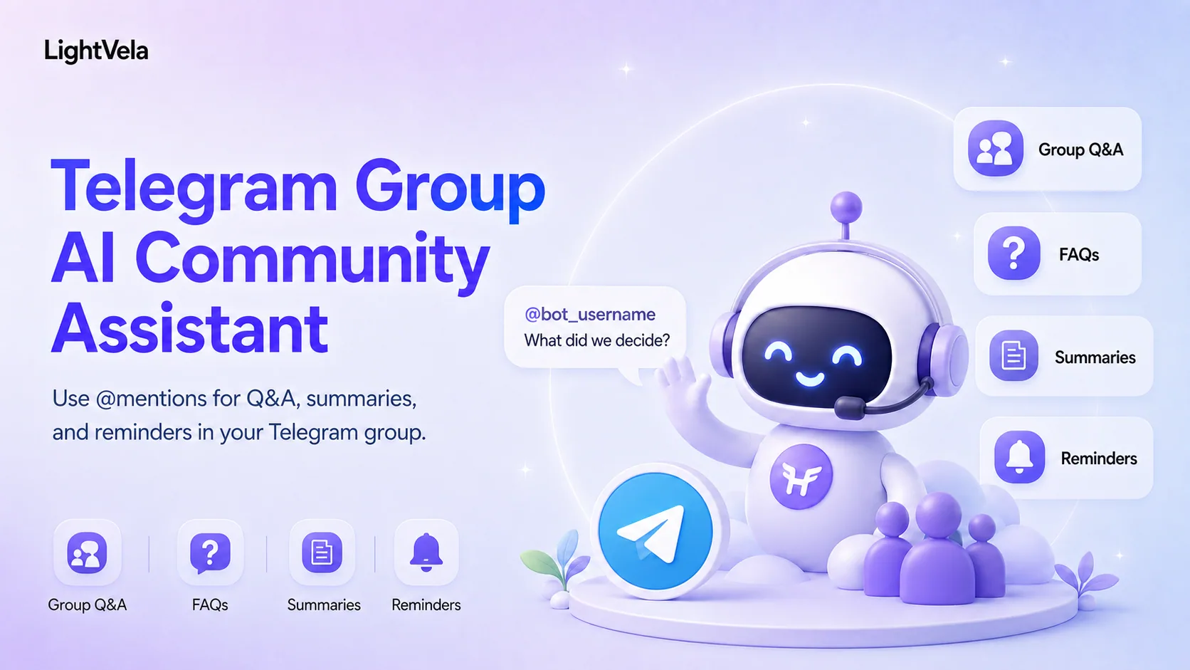 A Telegram group AI community assistant for group Q&A, summaries, and reminders