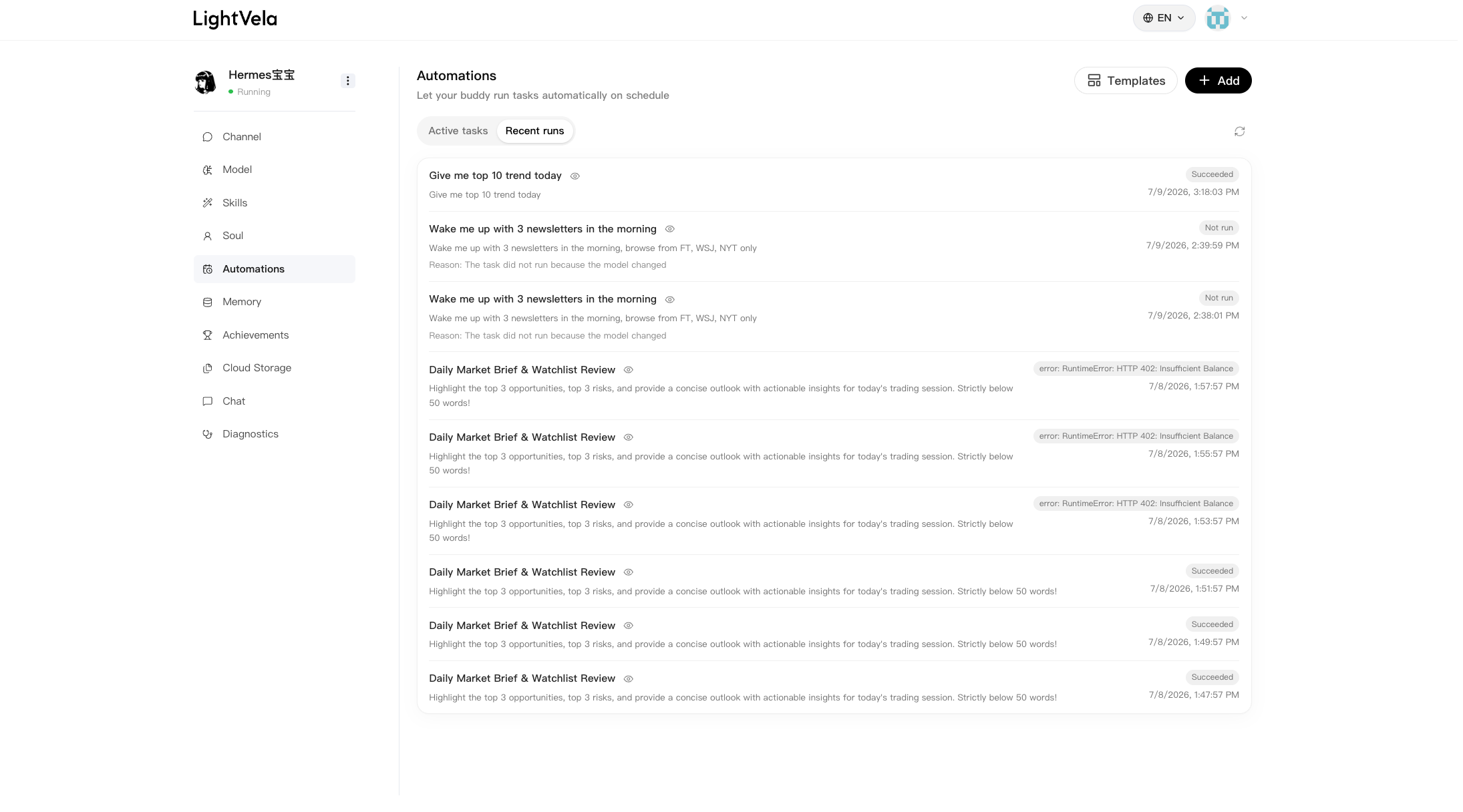 A Hermes Agent conversation using organized project knowledge